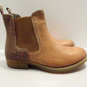 ROAN BY BED STU Hostile Chelsea Boots Women Sz 7.5 Brown Leather Zip Side Boho